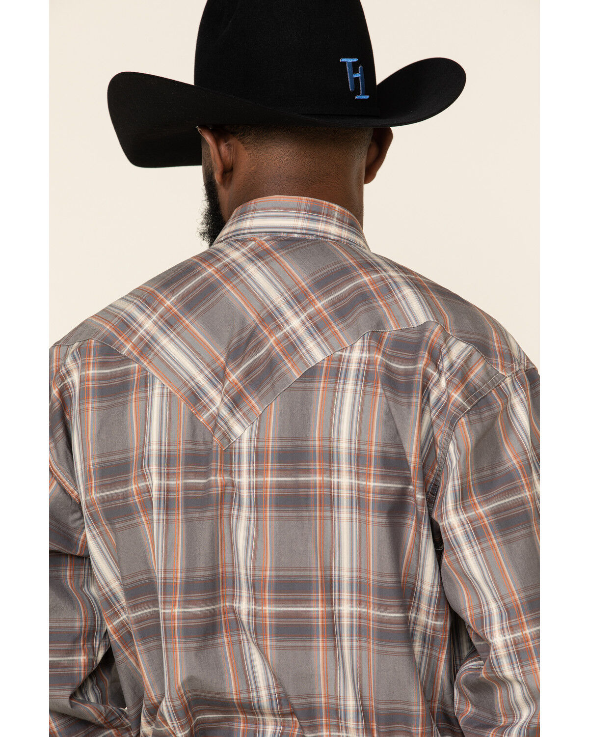 Image #5 - Stetson Men's Gray Adobe Large Plaid Long Sleeve Western Shirt, Grey, hi-res
