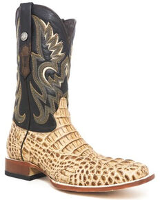 Tanner Mark Men's Fuax Gator Print Western Boots - Wide Square Toe, Oryx, hi-res