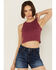 Image #1 - Fornia Women's Floral High Neck Cropped Top, Fuchsia, hi-res