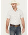 Image #1 - Gibson Trading Co Men's Sun Dial Geo Print Short Sleeve Snap Stretch Western Shirt, White, hi-res