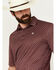 Image #2 - Ariat Men's Geo Print Short Sleeve Button-Down Polo Shirt, Burgundy, hi-res