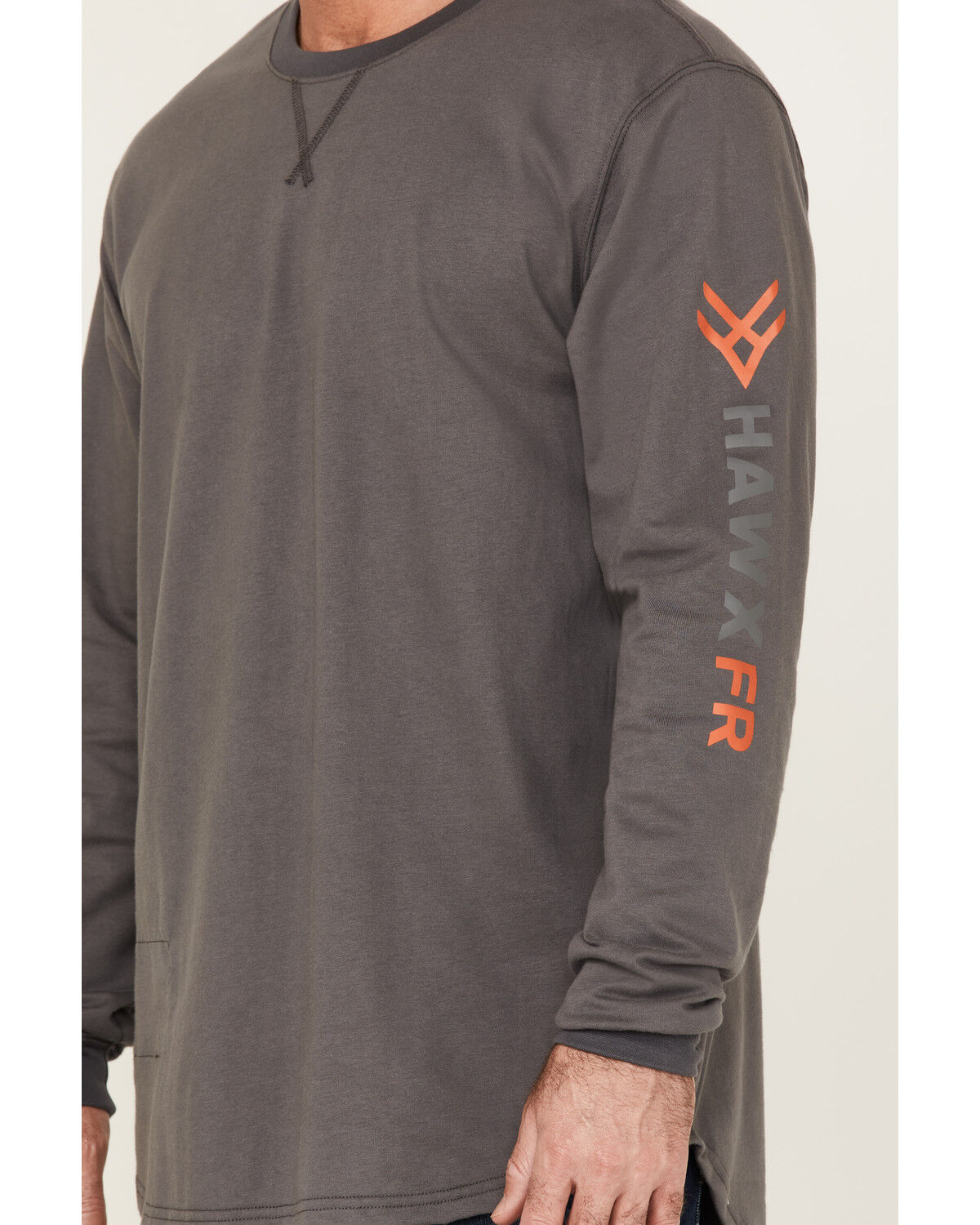 Image #3 - Hawx Men's FR Logo Long Sleeve Work T-Shirt, Charcoal, hi-res