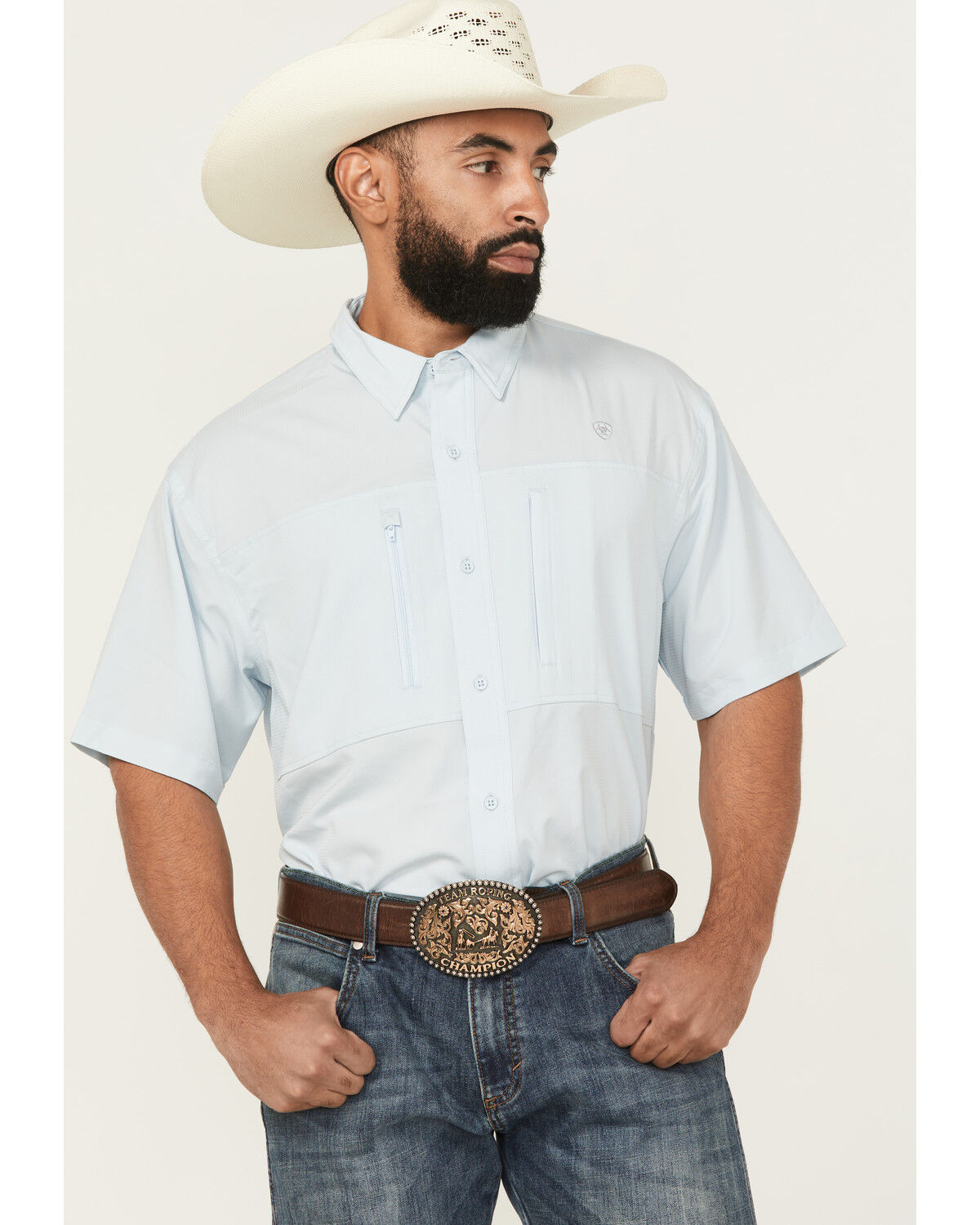 Image #1 - Ariat Men's VenTEK Solid Short Sleeve Button-Down Western Shirt, Black, hi-res