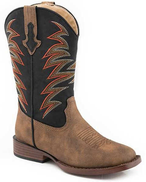 Roper Boys' Clint Western Boots - Broad Square Toe, Tan, hi-res