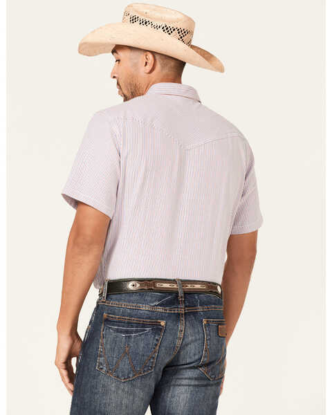 Image #4 - Cody James Men's Redfield Dobby Stripe Print Short Sleeve Snap Western Shirt , White, hi-res