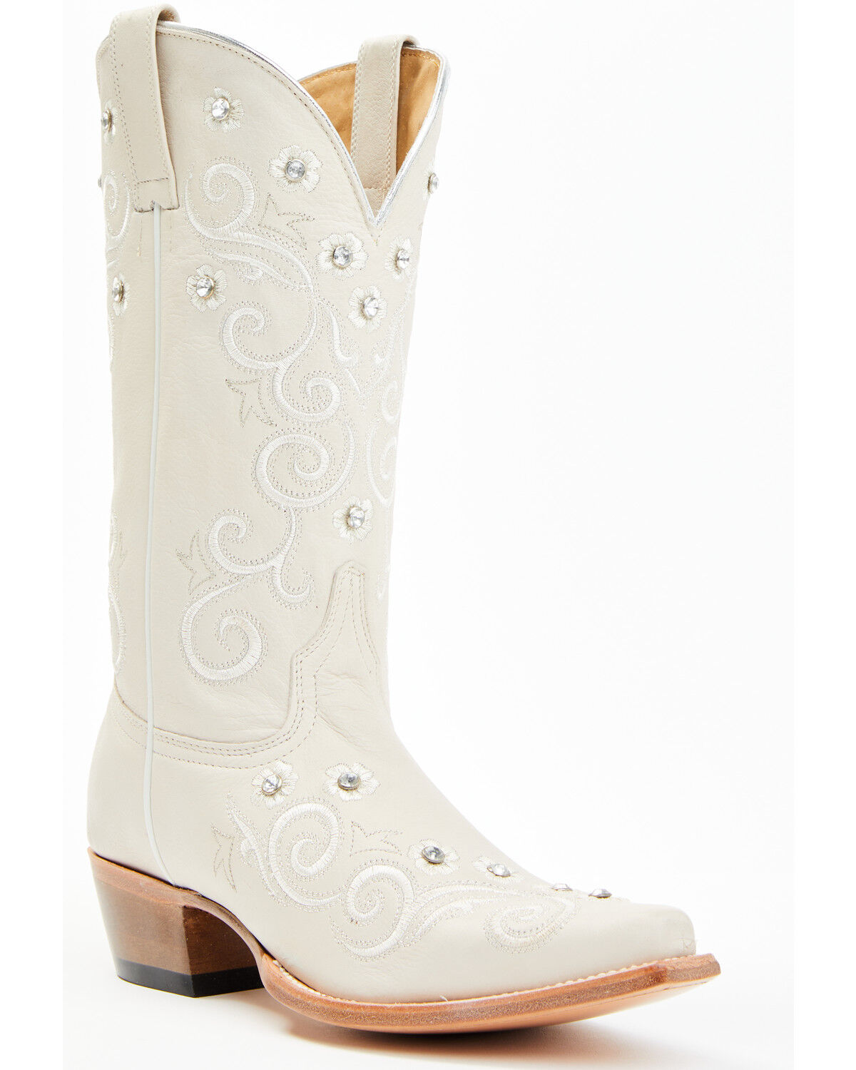 Image #1 - Shyanne Women's Victoria Hueso Studded Stitched Western Boots - Snip Toe, White, hi-res