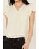 Image #3 - Jolt Women's Lace Trim Flutter Short Sleeve Top , White, hi-res