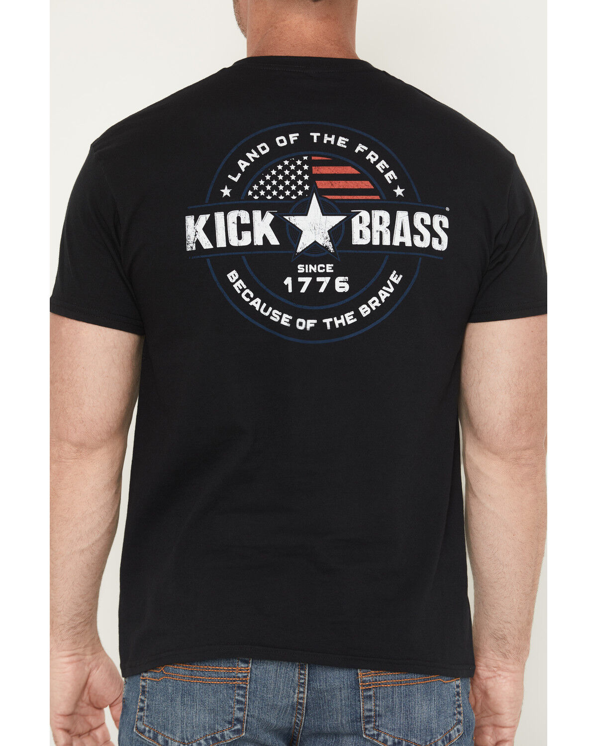 Image #4 - Kick Brass Men's Because Of The Brace Short Sleeve Graphic T-Shirt, Black, hi-res