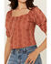 Image #3 - Shyanne Women's Tie-Front Short Sleeve Eyelet Top, Mauve, hi-res