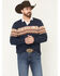 Image #1 - RANK 45® Men's Border Striped Rugby Polo Shirt, Navy, hi-res