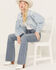 Image #1 - Shyanne Women's Denim Button-Down Fray Shacket, Light Medium Wash, hi-res