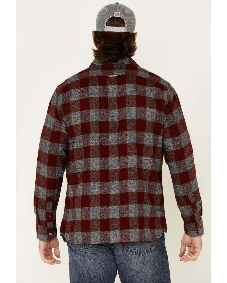 Flag & Anthem Men's Maroon Harrells Plaid Long Sleeve Western Flannel Shirt , Maroon, hi-res