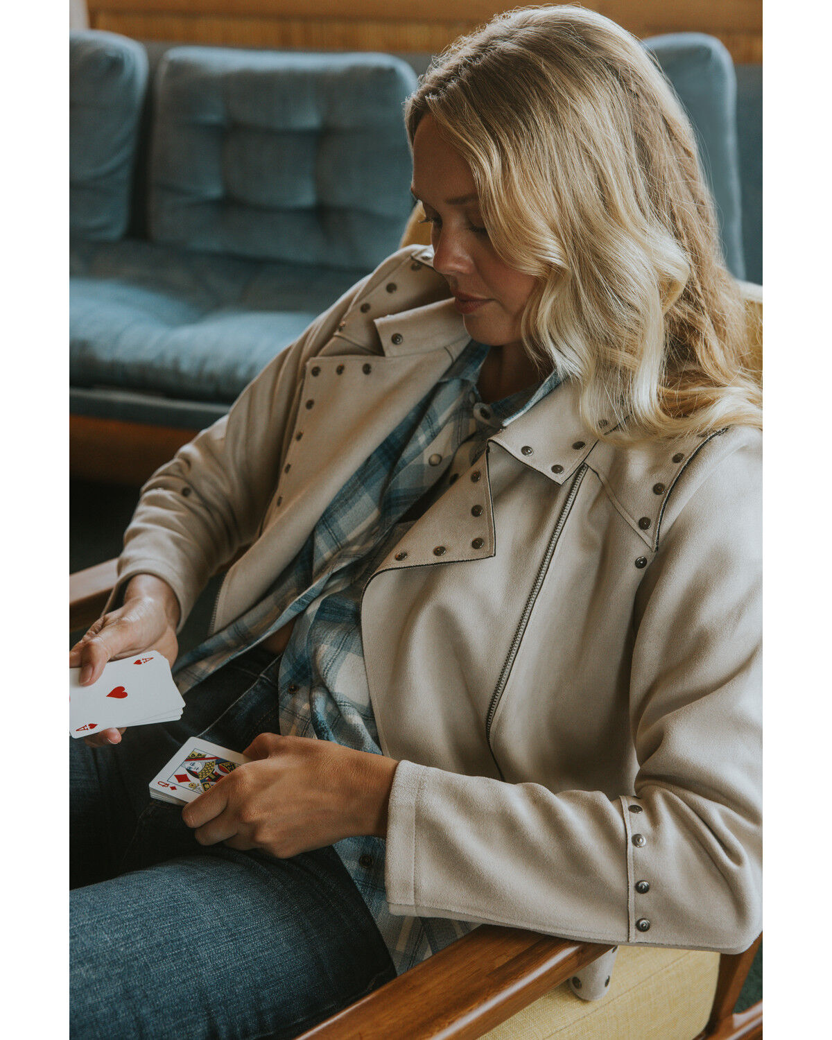 Image #1 - Idyllwind Women's Yorkshire Studded And Embroidered Moto Jacket, Nude, hi-res