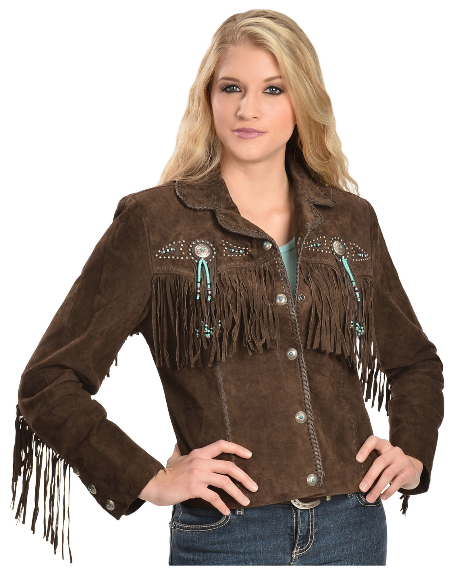 Scully Fringe Beaded Boar Suede Leather Jacket Country Outfitter