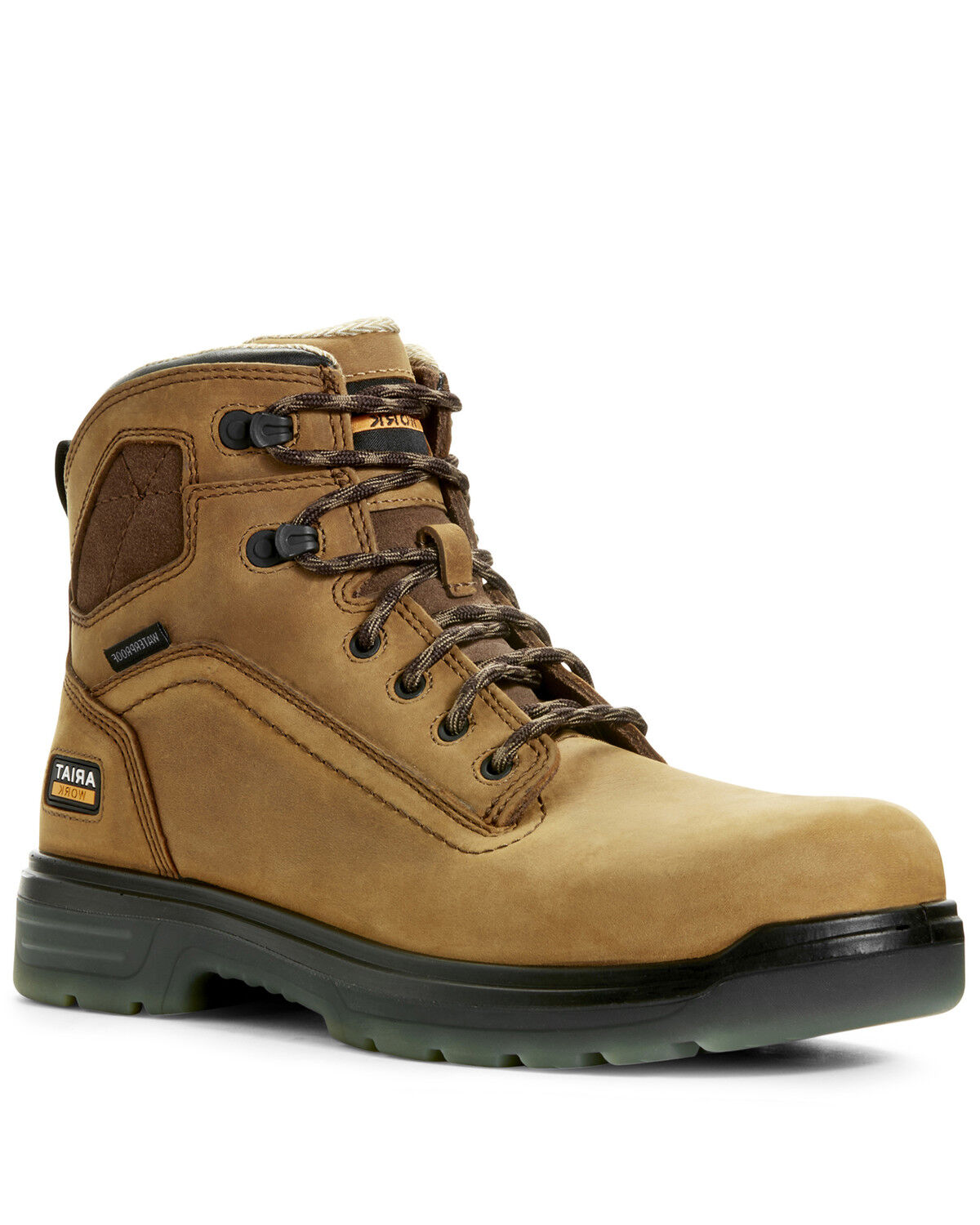 Image #1 - Ariat Men's Turbo Waterproof Work Boots - Soft Toe, Bark, hi-res