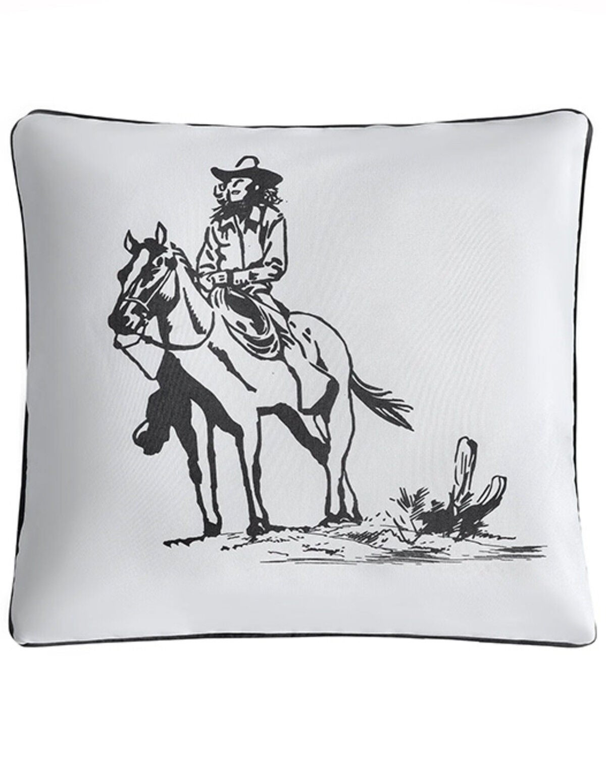HiEnd Accents Ranch Life Cowgirl Pillow, Black/white, hi-res
