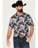 Image #1 - Cinch Men's ARENAFLEX® Palm Leaf Print Short Sleeve Performance Polo, Purple, hi-res