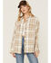 Image #1 - Cleo + Wolf Women's Breezy Sprint Plaid Print Long Sleeve Shirt, Taupe, hi-res