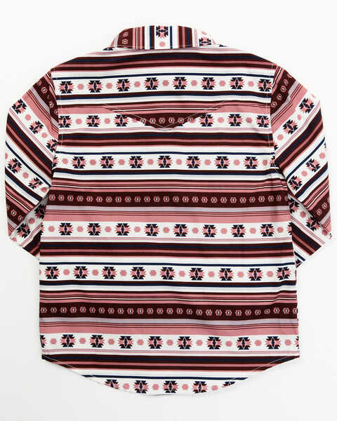 Shyanne Toddler-Girls' Burgundy Southwestern Printed Stripe Long Sleeve Snap Shirt, Burgundy, hi-res