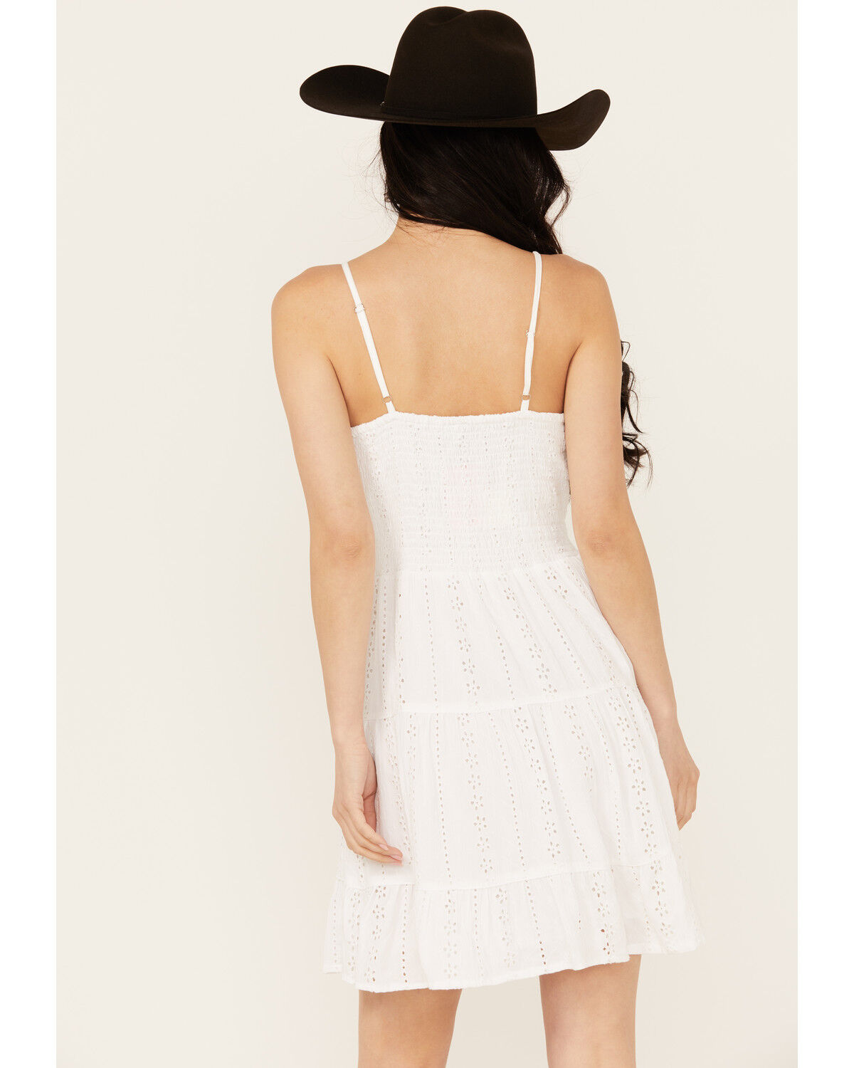 Image #4 - Angie Women's Eyelet Knot Front Mini Dress, White, hi-res