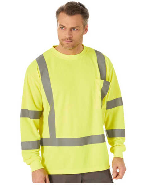 Image #1 - Wrangler Riggs Men's Safety High Visibility Long Sleeve Work T-Shirt  , Yellow, hi-res