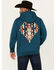 Image #1 - RANK 45® Men's Lasso Southwestern Print Graphic Hooded Sweatshirt, Dark Teal, hi-res