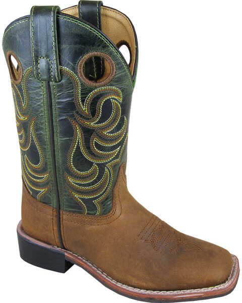 Smoky Mountain Youth Boys' Green Jesse Western Boots - Square Toe , Brown, hi-res