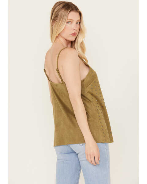 Image #4 - Vocal Women's Studded Faux Suede Cami Top, Olive, hi-res