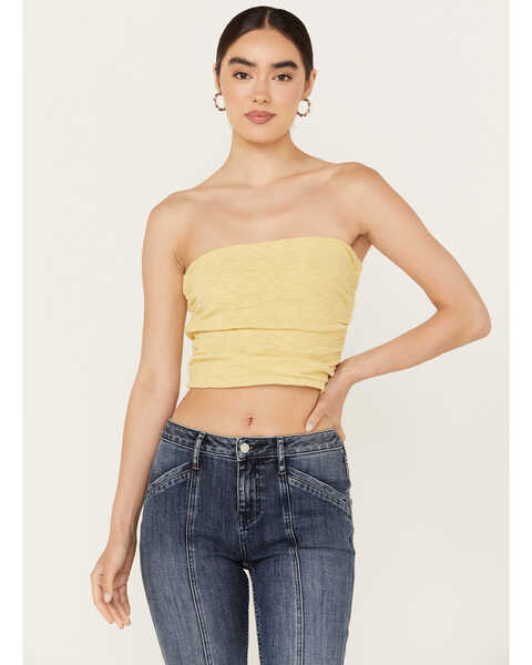 Free People Women's Boulevard Ruched Tube Top, Light Green, hi-res