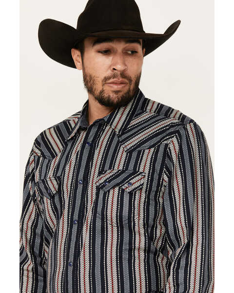 Image #2 - Cody James Men's Harvest Striped Long Sleeve Snap Western Shirt , Navy, hi-res
