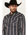 Image #2 - Cody James Men's Harvest Striped Long Sleeve Snap Western Shirt , Navy, hi-res