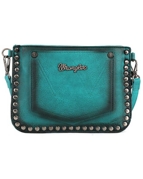 Image #2 - Wrangler Women's Small Studded Leather Crossbody Bag , Turquoise, hi-res