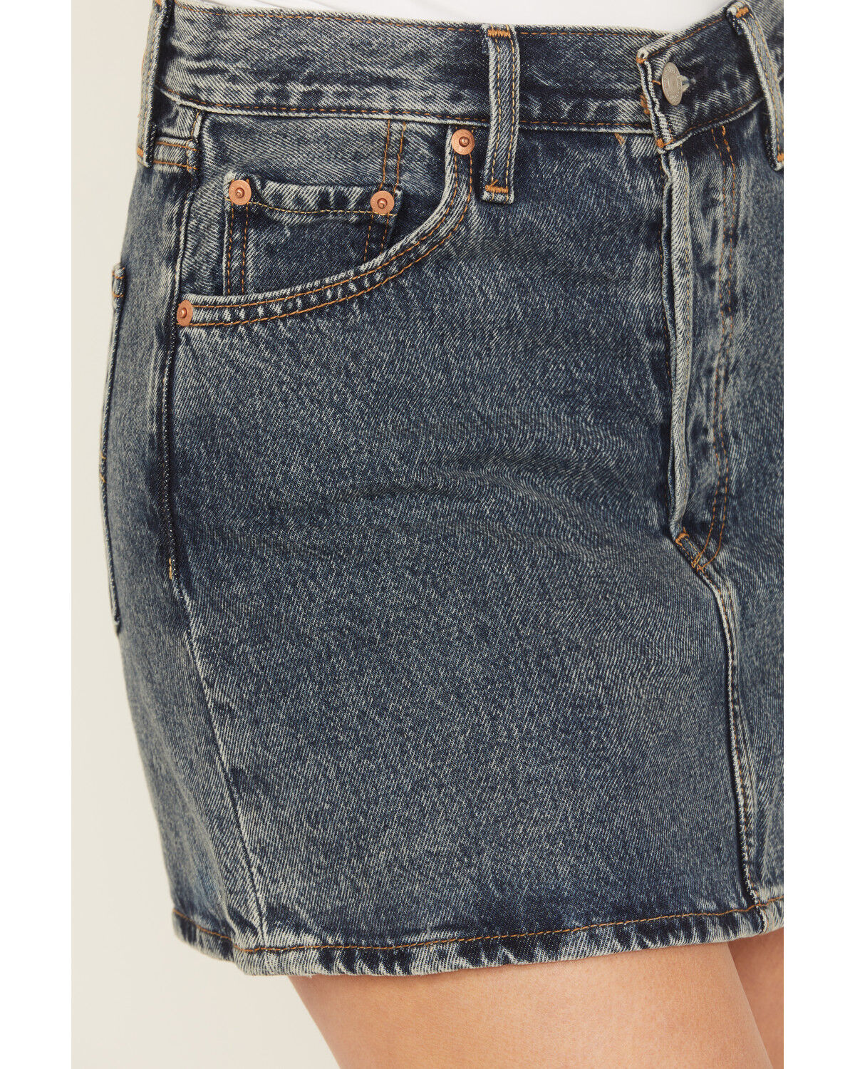 Image #2 - Levi's Women's Medium Wash Denim Mini Skirt, Blue, hi-res