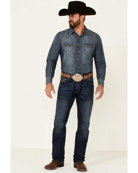 Image #1 - Ariat Men's M4 Barstow Denali Dark Wash Stretch Relaxed Straight Jeans , Blue, hi-res