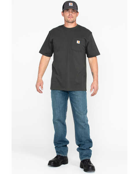 Image #6 - Carhartt Men's Loose Fit Heavyweight Logo Pocket Work T-Shirt, Bark, hi-res