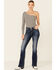 Sailey Women's Thick Stitch Bootcut Jeans, Blue, hi-res