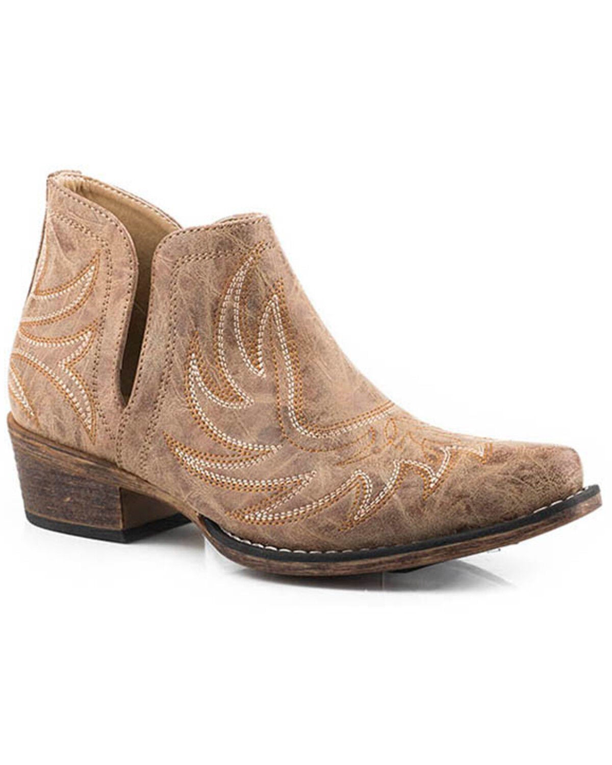 Roper Women's Ava Vintage Western Booties - Snip Toe, Tan, hi-res