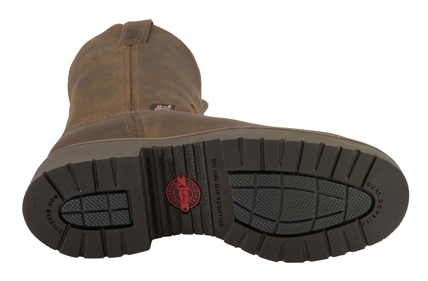 Image #5 - Justin Men's J-Max Balusters Electrical Hazard Pull On Work Boots - Steel Toe, Chocolate, hi-res