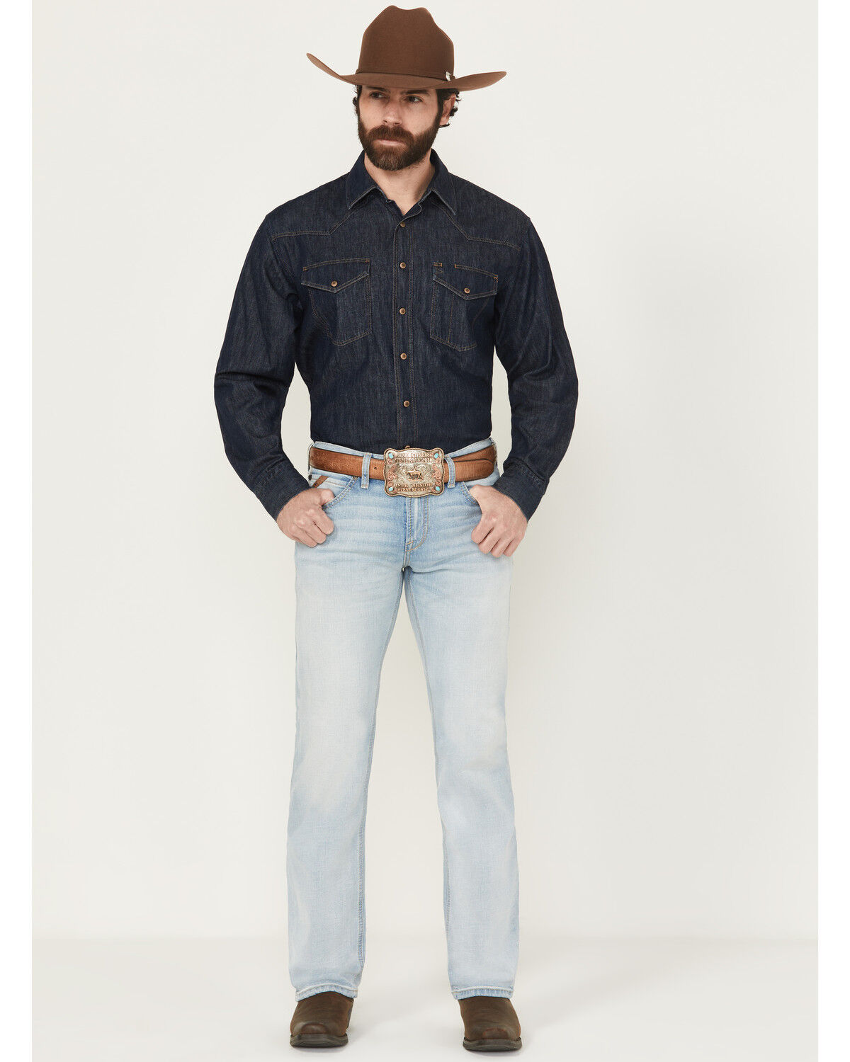 Image #1 - Ariat Men's M7 Grizzly Light Wash Slim Straight Stretch Denim Jeans, Light Wash, hi-res