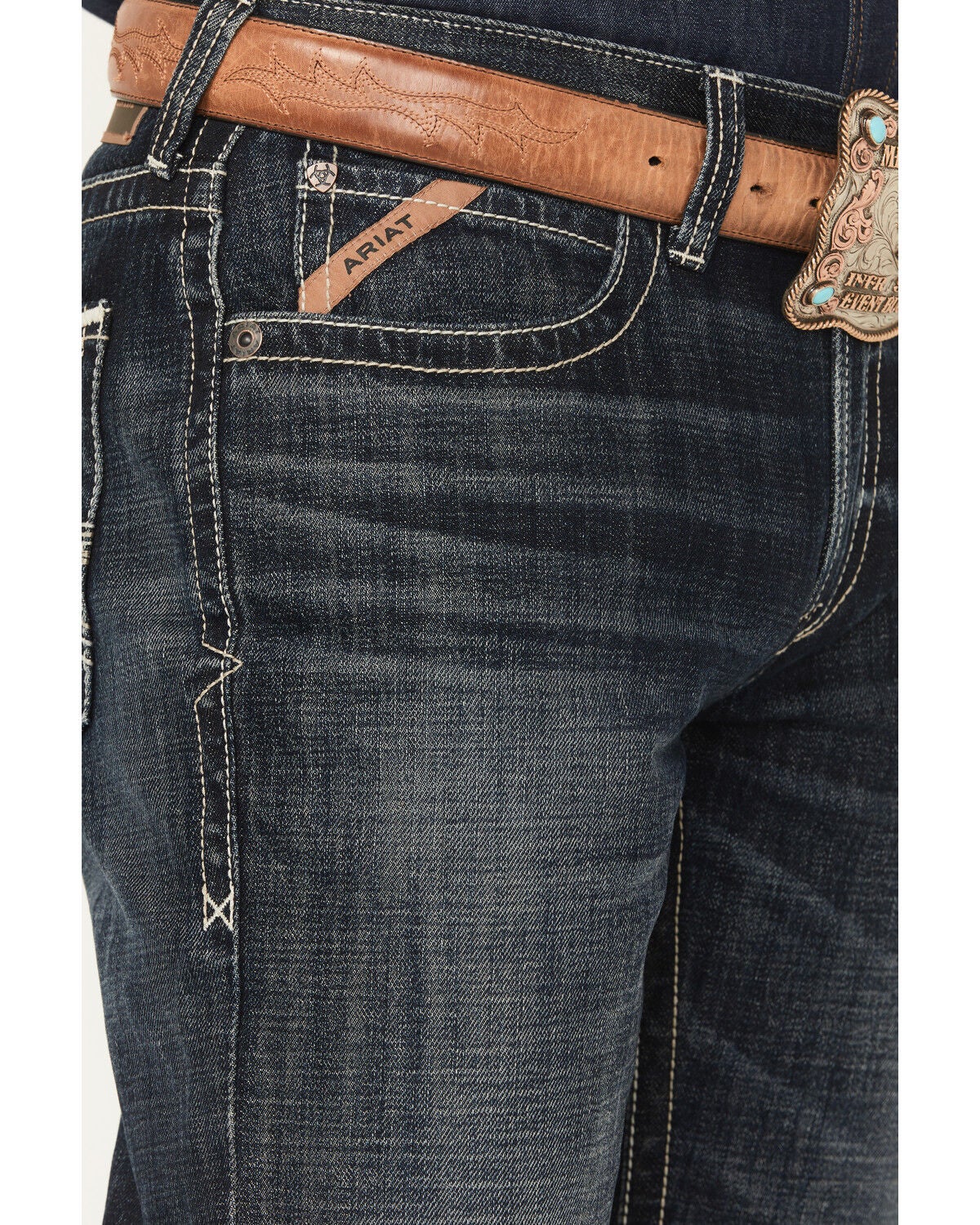 Image #2 - Ariat Men's Boot Barn Exclusive Bart Keith Dark Wash Relaxed Straight Denim Jeans - Big, Dark Wash, hi-res