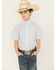 Image #1 - Ely Walker Boys' Geo Print Short Sleeve Snap Western Shirt, White, hi-res