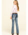 Grace in LA Little Girls' Light Wash Scattered Lines Bootcut Jeans, Blue, hi-res