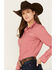 Image #2 - Ariat Women's Southwestern Striped VentTek Long Sleeve Button-Down Western Shirt, Red, hi-res
