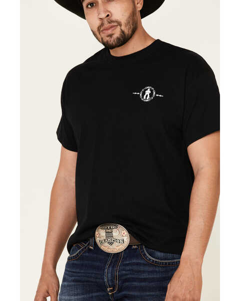 Image #3 - Cowboy Up Men's Two Words America Short Sleeve Graphic T-Shirt , Black, hi-res