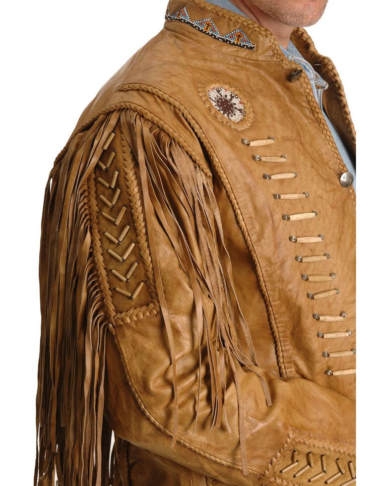 Kobler Zapata Fringed Leather Jacket, Beige, hi-res