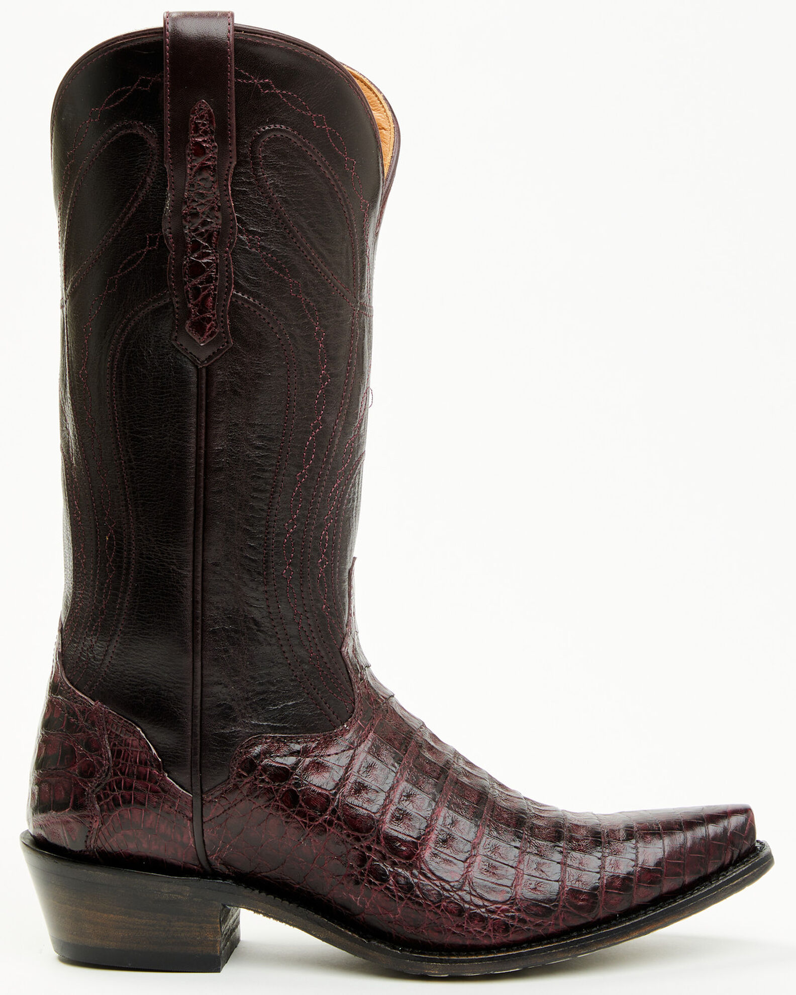 Image #2 - El Dorado Women's Holly Exotic Caiman Tall Western Boots - Snip Toe, Burgundy, hi-res