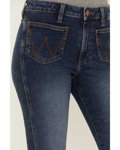 Image #2 - Wrangler Retro Women's Medium Wash High Rise Flare Patch Pocket Victoria Jeans, Blue, hi-res