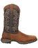 Durango Men's Rebel Pull-On Western Boots - Wide Square Toe, Chocolate, hi-res