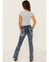 Image #1 - Grace in LA Girls' Medium Wash Paisley Embroidered Faux Flap Pocket Bootcut Stretch Denim Jeans, Medium Wash, hi-res