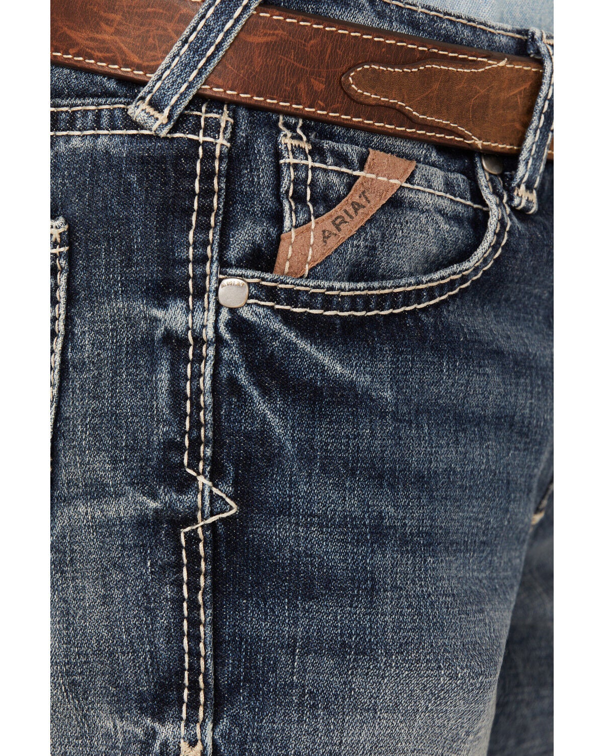 Image #2 - Ariat Boys' B4 Medium Wash Relaxed Bootcut Denim Jeans, Blue, hi-res